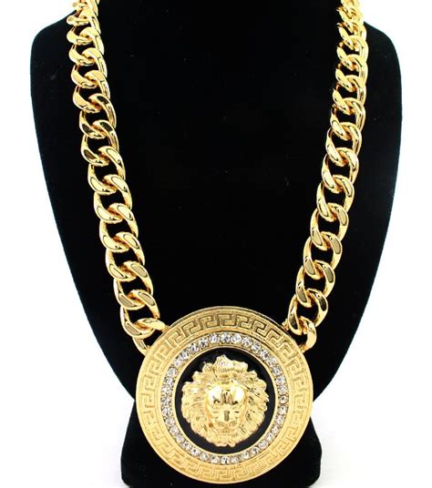 versace women necklace free shipping|authentic Versace lion necklace.